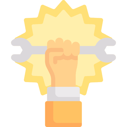 Wrench protest hand gesture construction and tools icon