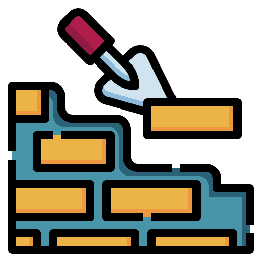Brick wall construction and tools stone construction icon