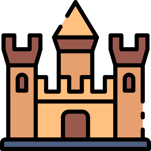 Castle defense architecture and city fantasy icon