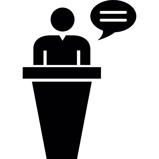 Lecture conference teaching speech bubble icon