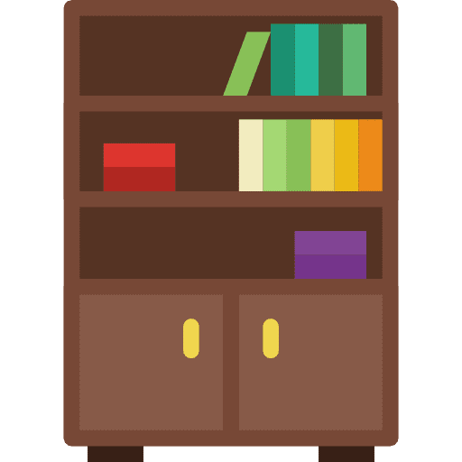 Bookshelf library book bookcase icon