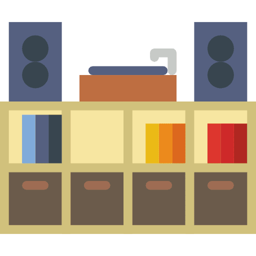 Library reading furniture books icon