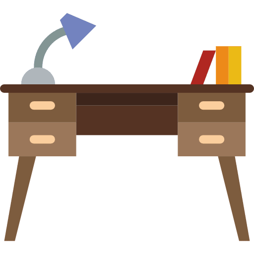 Desk furniture table office material icon