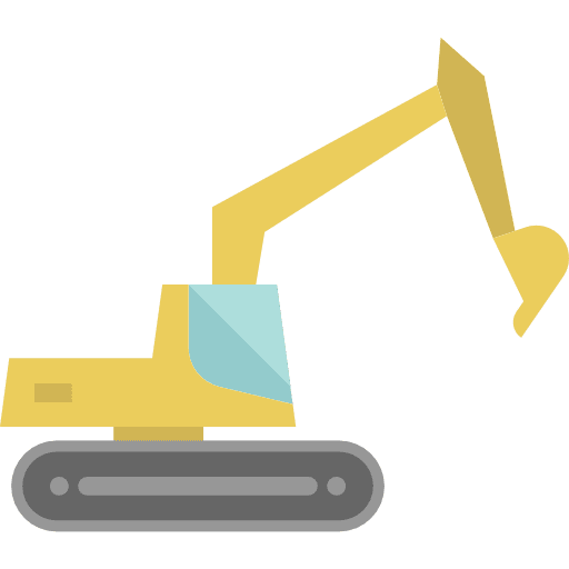 Excavator construction backhoe bulldozer icon