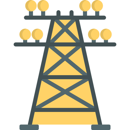 Electric tower architecture and city industry electricity icon