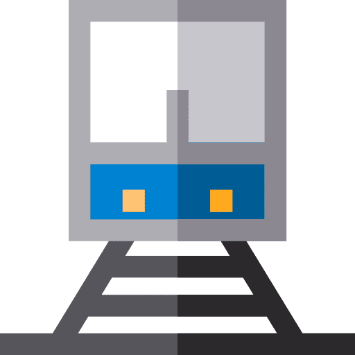 Train travelling rails street icon