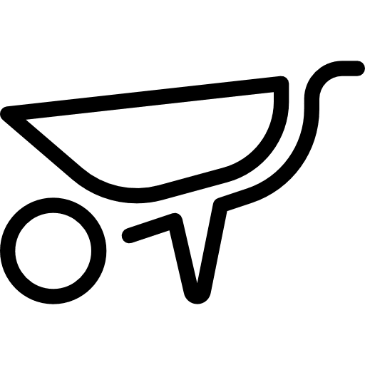 Wheelbarrow gardening tools and utensils cart icon