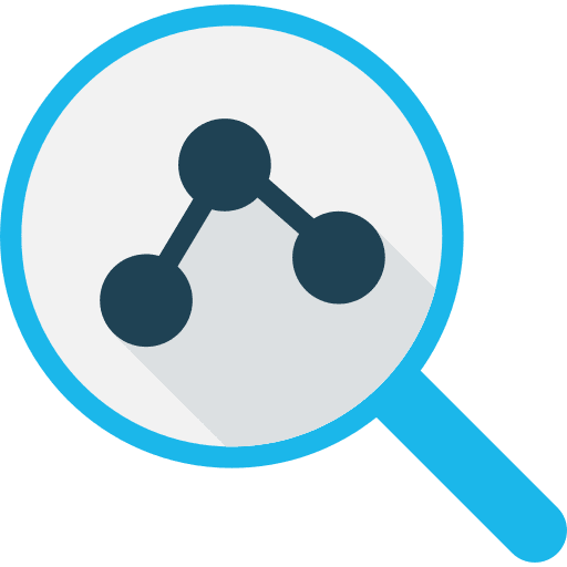 Analytics analytics magnifying glass loupe icon