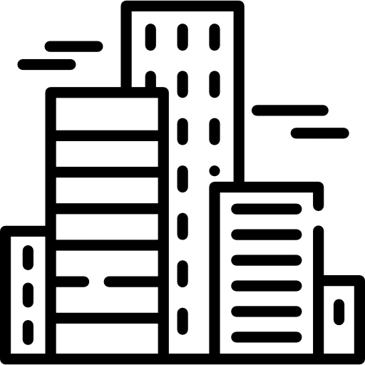 Cityscape commercial building architecture and city buildings icon