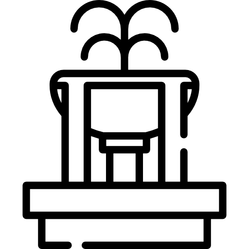 Fountain garden architecture and city buildings icon