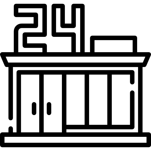 Shop business and finance shopping store 24 hours icon