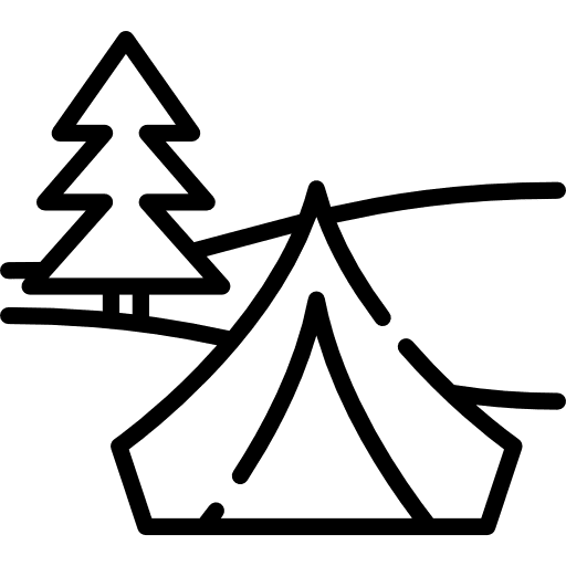 Camping woods tent nature icon