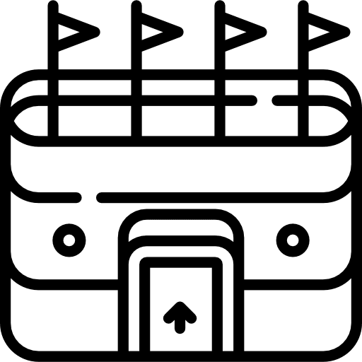 Stadium architecture and city football field stadium icon