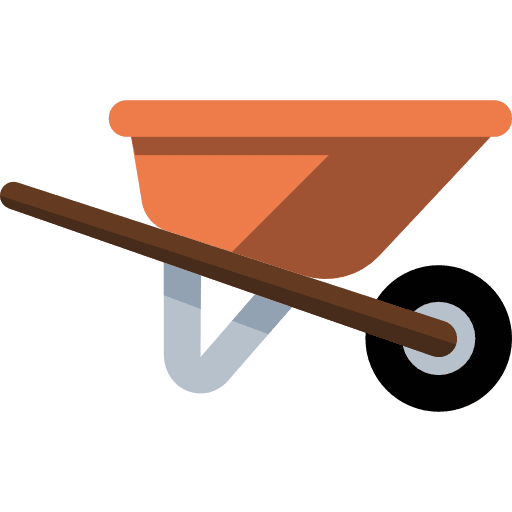 Wheelbarrow construction trolley farming and gardening icon