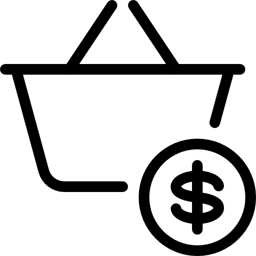 Shopping basket supermarket dollar commerce icon