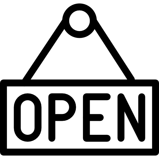 Open opening hours open shop icon