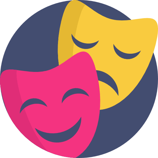 Theater acting masks tragedy icon