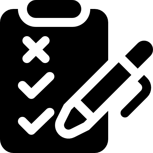 Clipboard checking conclusion verification icon