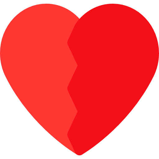 Broken heart interface and web interface hearts icon
