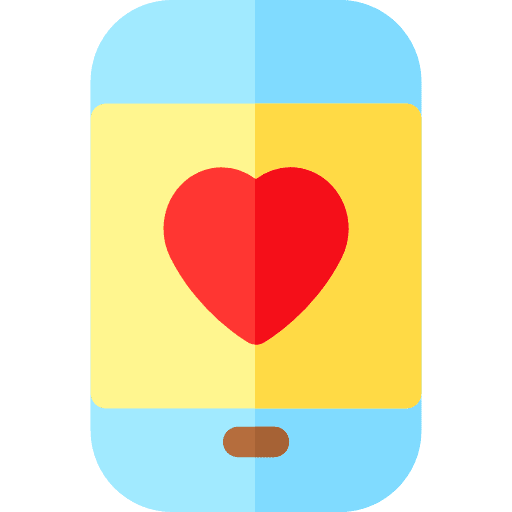 Mobile technology heart cellphone icon