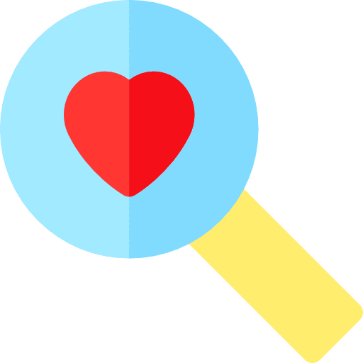 Search love and romance zoom detective icon