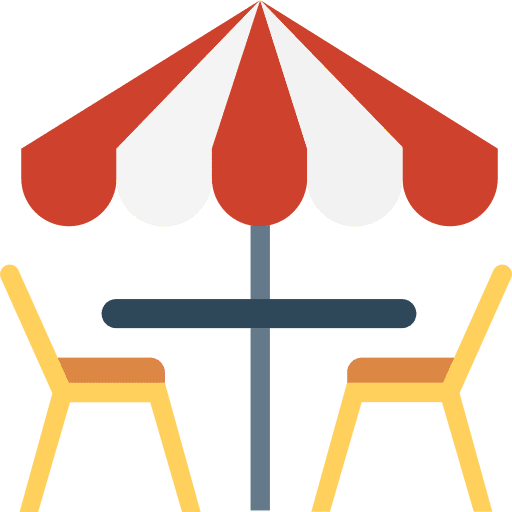 Table seat table sun umbrella icon