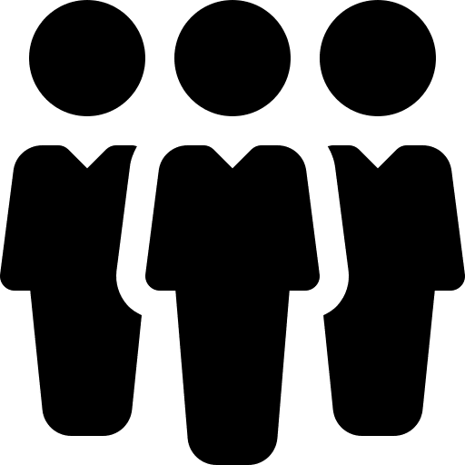 Teamwork members three people end user icon