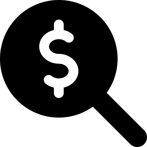 Search money business and finance loupe icon