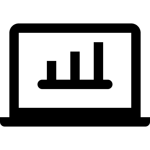 Laptop data visualization bars stats icon