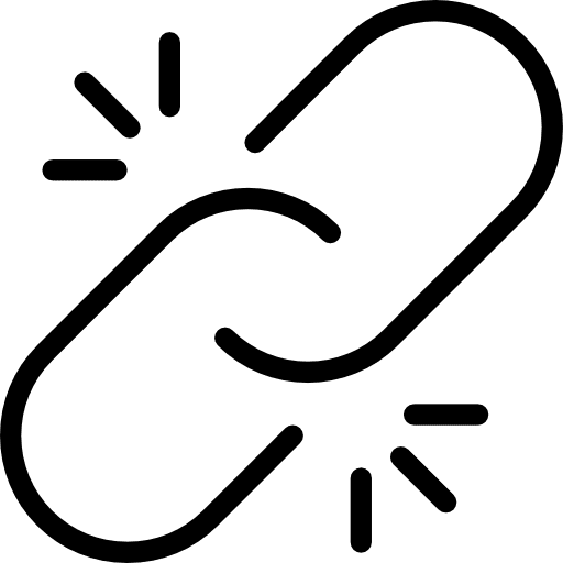 Broken link unbreakable connection hyperlink icon