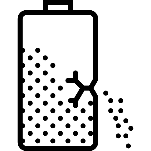 Battery full battery leaking battery level icon