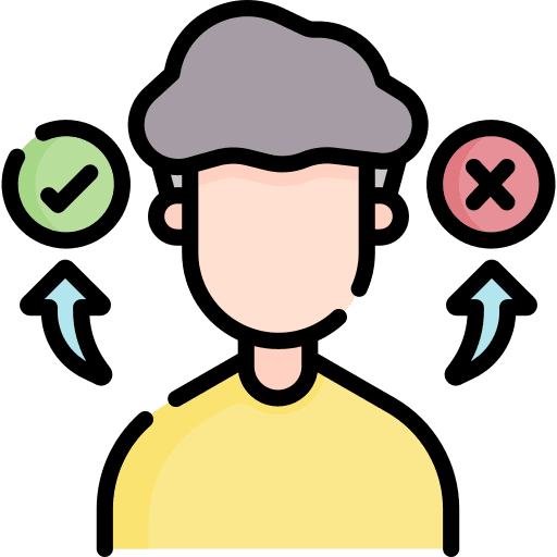 Decision making choose tick right icon Decision making choose tick right icon