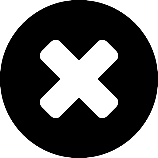Cross mark on a black circle background close tool equis interface icon