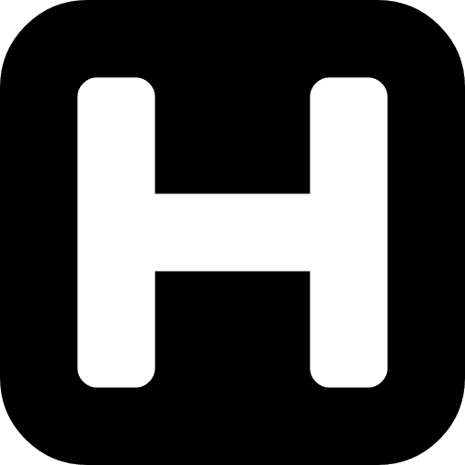 Hotel letter h sign inside a black rounded square hotels rounded h icon