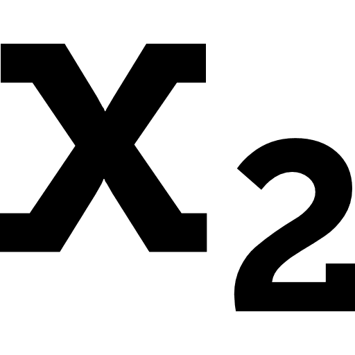 X2 symbol of a letter and a number, subscript signs letters sign icon