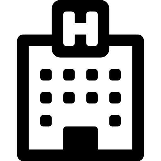 Hostpital building assistance hospitals front icon