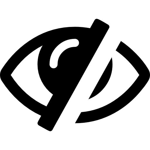 Eye with a diagonal line interface symbol for invisibility invisibility visible not icon