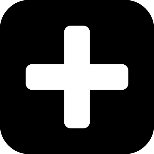 Plus symbol in a rounded black square plus more sign icon