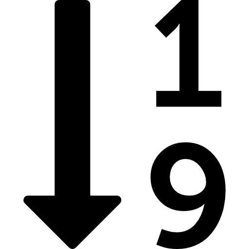 Sort by numeric order numeric ordering numbers icon