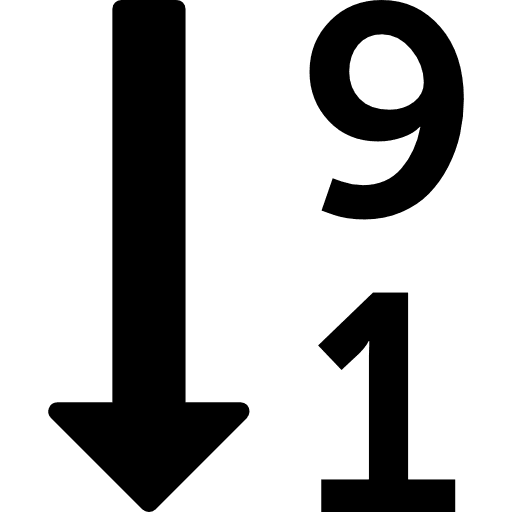 Sort by order interface numerically arrow icon