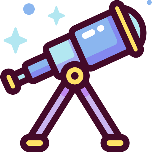 Telescope observation education stand icon