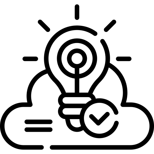 Solution check lightbulb cloud icon