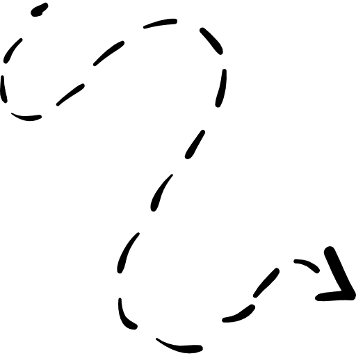 Curved arrow with broken line dotted line direction curve icon