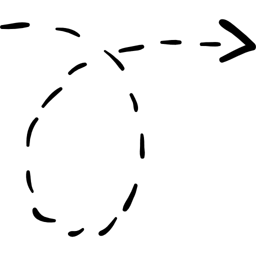 Rotated right arrow with broken line direction curved arrow right arrow icon