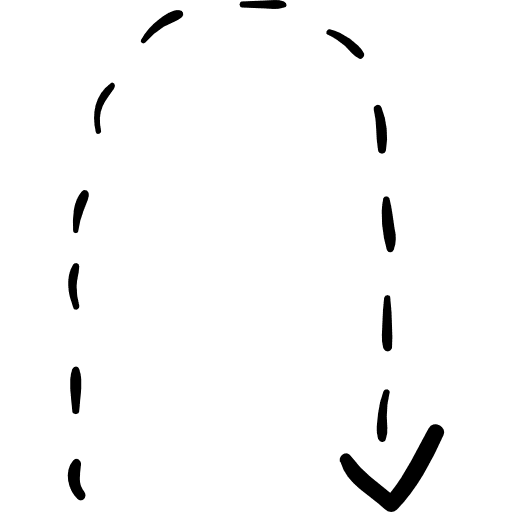 Curved downward arrow down arrow broken line direction icon