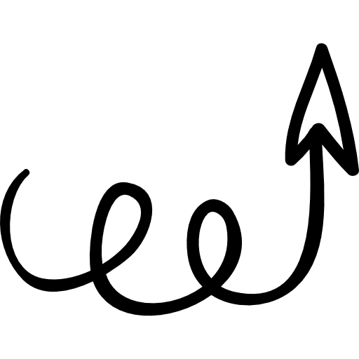 Swirly arrow pointing upwards up arrow pointing upward arrow icon