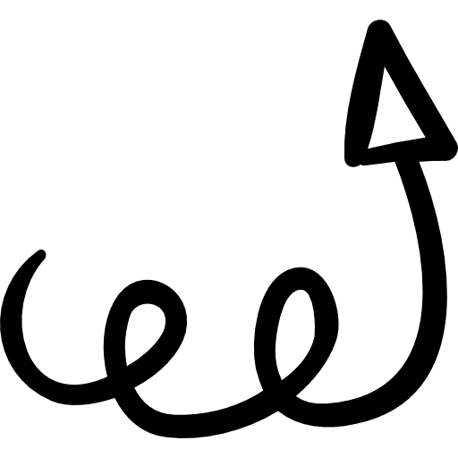 Up arrow with scribble scribble trajectory curve icon