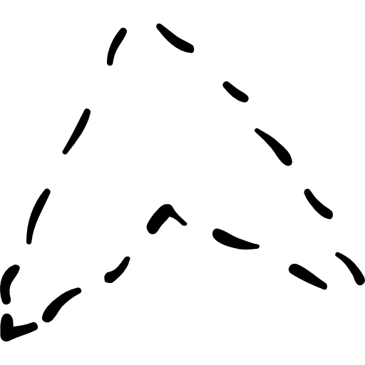 Navigation arrow with broken line dotted line up arrow direction icon