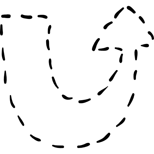 Upward rotation with broken line up arrow direction trajectory icon