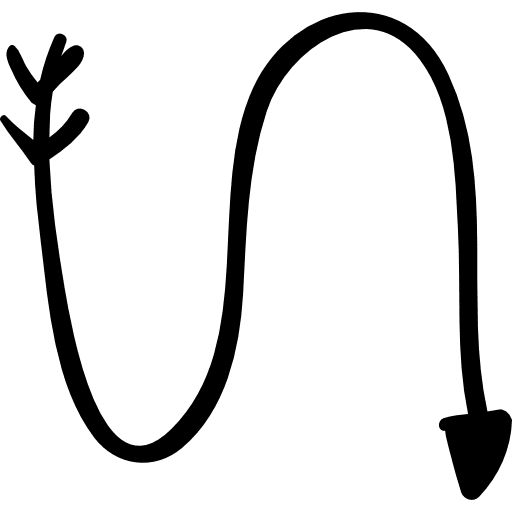 Curved arrow arrows trajectory down arrow icon